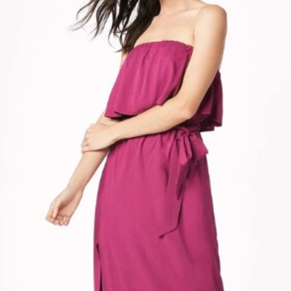 🔥LAST ONE🔥XL -Strapless Midi Dress -Sash-Plum - Picture 2 of 4